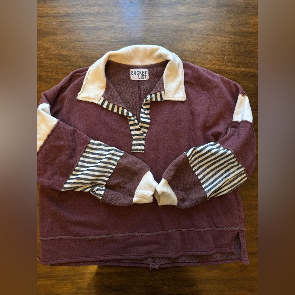 aerie and Bucket list boutique Crewneck & Henley Sweater sweatshirt bundle Lot - Picture 6 of 10